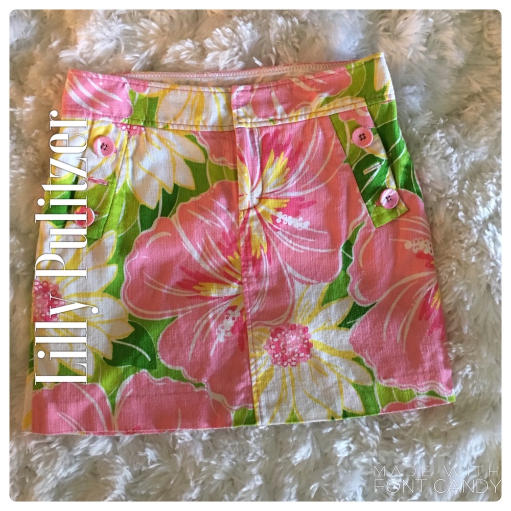 Lilly Pulitzer Pink and Green Flowered Skirt